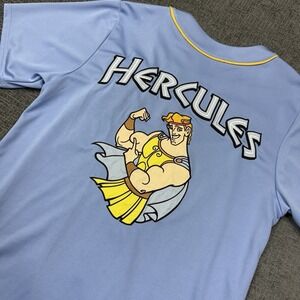 Disney Hercules Shirt Mens M 97 Jersey Button Up Embroidered Movie Graphic